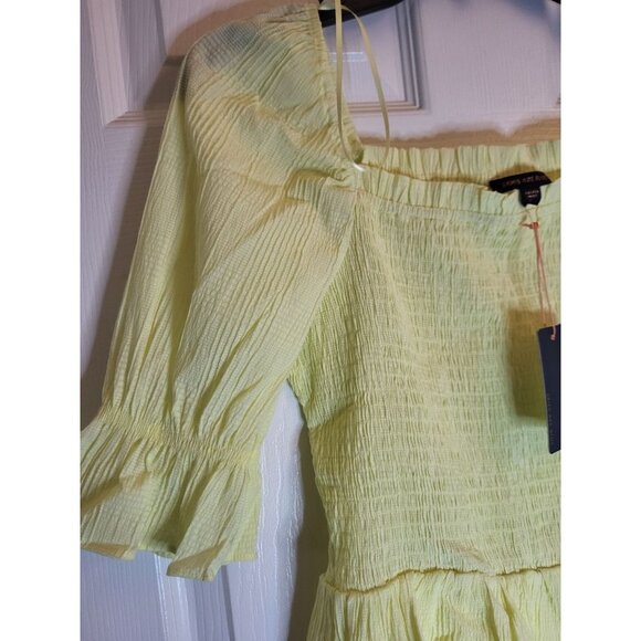 Skies are Blue Peplum Smocked Yellow Blouse, S, NWT - Picture 3 of 5
